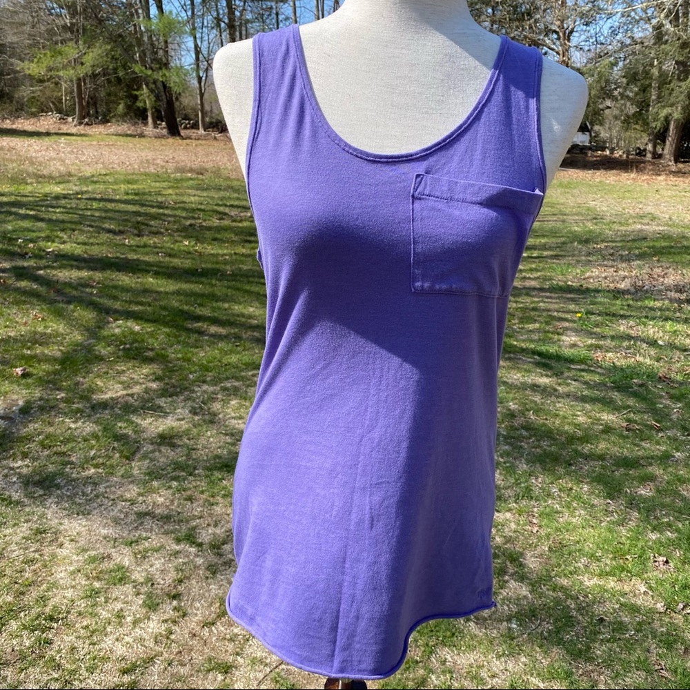 PINK VICTORIA’S SECRET TOP TANK PURPLE POCKET SCOOP NECK SIZE XS